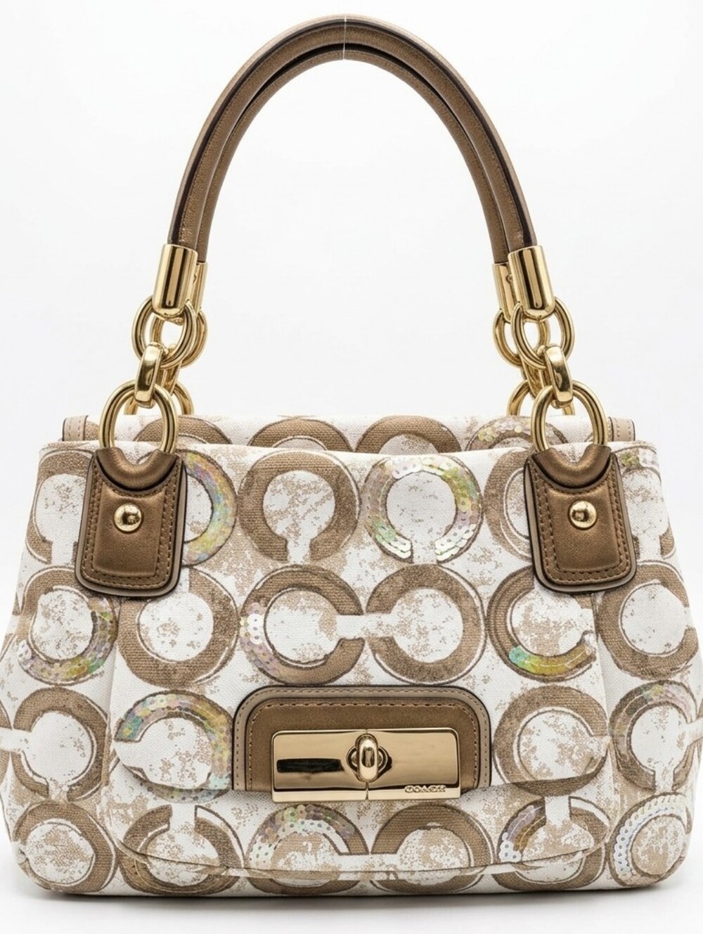 COACH Gorgeous White Cream Beaded Handbag EUC